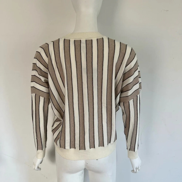 BiancoNero Women's Long Sleeve Button Up Stripped Viscose Blend Cardigan… - Picture 3 of 9